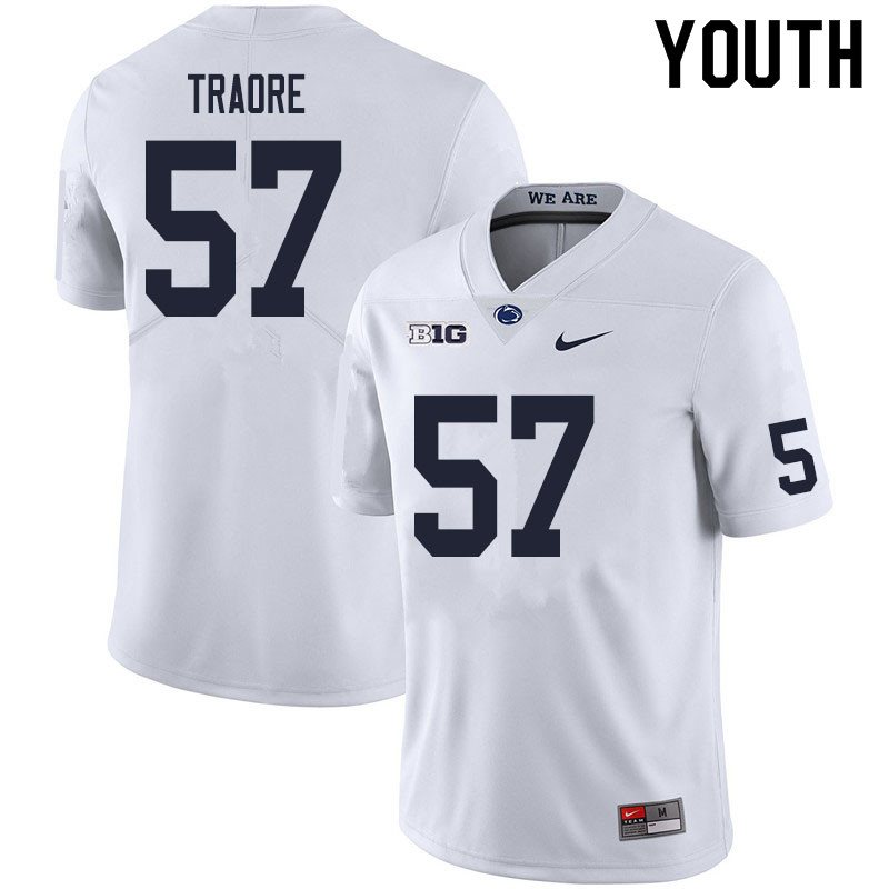 NCAA Nike Youth Penn State Nittany Lions Ibrahim Traore #57 College Football Authentic White Stitched Jersey SPS2498LX